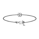 Bracelet Argent 925 Trèfle avec Cordon Noir