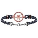 Bracelet Argent 925 2 Rangs Corde Bleu Volant Voiture Dorure Rose