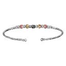 Bracelet Argent 925 Jonc Ouvert avec Boules Facettés 3 Tons