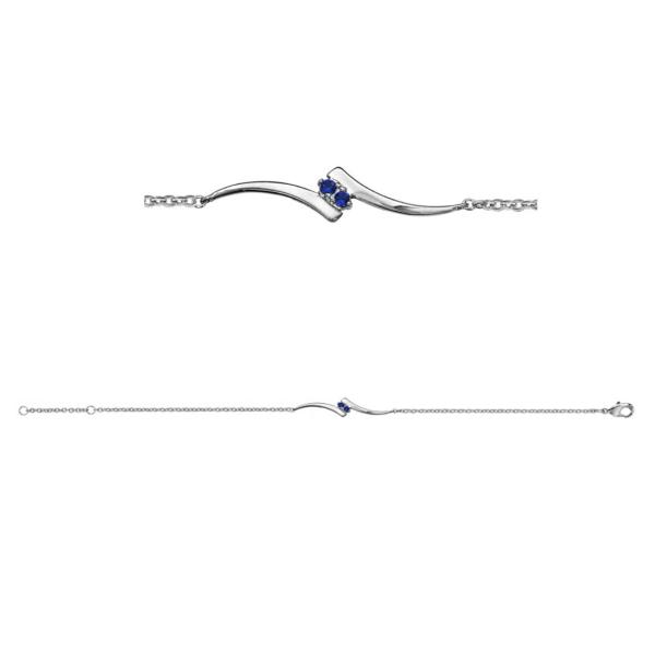 Bracelet Argent 925 Volute et 2 Pierres Bleues