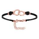 Bracelet Argent 925 Dorure Rose Cordon Double Noir Interchangeable Motif Menottes