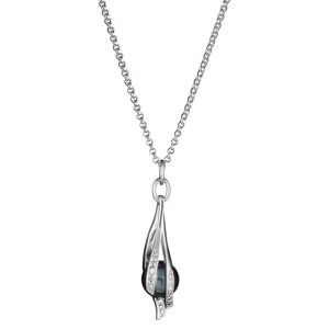 Collier Argent 925 Pendentif Zirconium et Perle d'imitation Grise