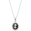 Collier Argent 925 Pendentif Camé Noir