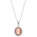 Collier Argent 925 Pendentif Camé Rose 