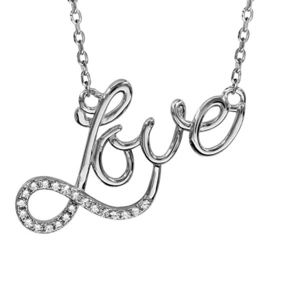 Collier Argent 925 Love et Infini Et Zirconium