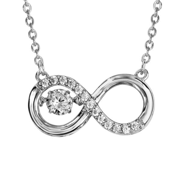 Collier Argent 925 Infini "Dancing Stone" Zirconium Blanc