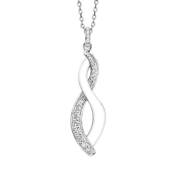 Collier Argent 925 2 Rubans Céramique et Zirconium Sertis