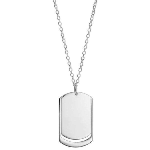 Collier Argent 925 Massif Passivé Plaque GI 2 Prénoms