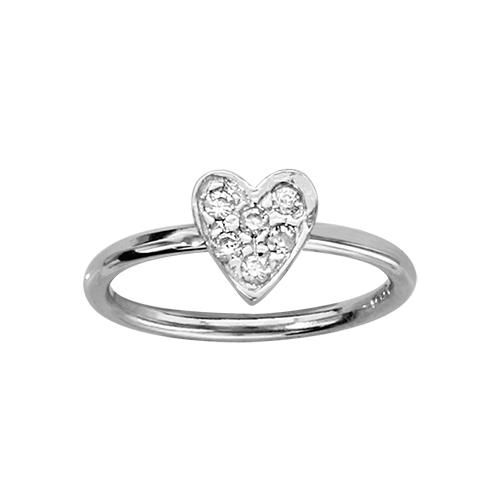 Bague de Phalange Argent 925 et Zirconium Sertis Coeur