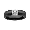 Bague Argent 925 Anneau Céramique Noir Pavé Zirconium Micro Sertis