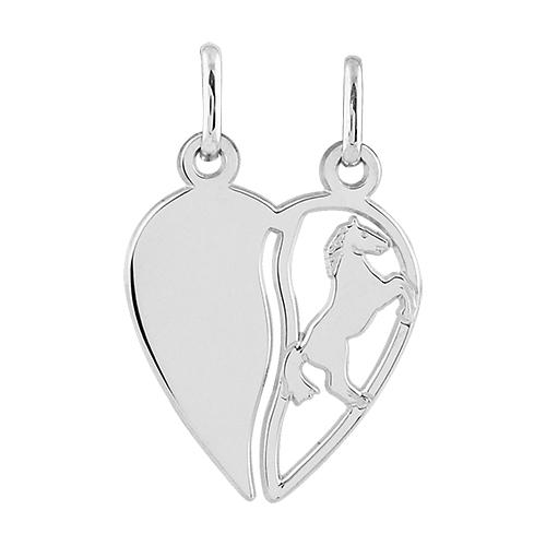 Pendentif Argent 925 Coeur à Partager Cheval