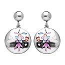 Boucles d'oreilles Acier 316 L Rond Fleur Résine et Nacre