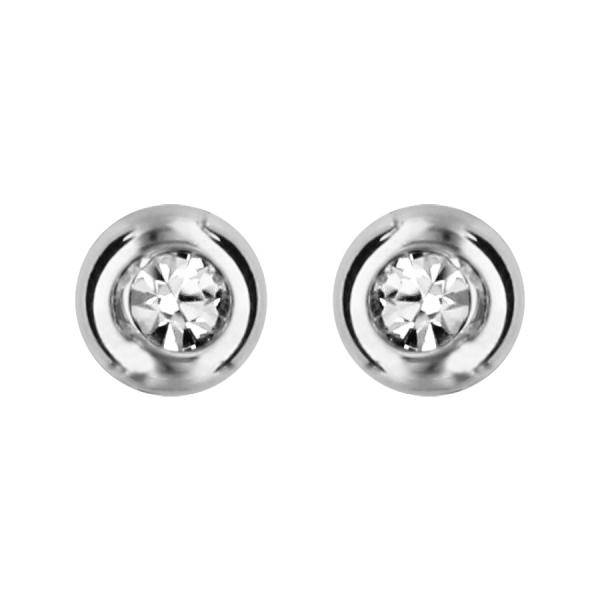 Boucles d'oreilles Acier 316 L Enfant Zirconium Serti Clos 5 mm