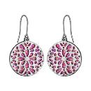 Boucles d'oreilles Acier 316 L Crochet Motif Fleurs Glitter Rose Scintillant