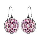 Boucles d'oreilles Acier 316 L Crochet Motif Fleurs Glitter Rose Scintillant