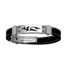 Bracelet Acier 316 L et Caoutchouc Motif Tribal Noir 