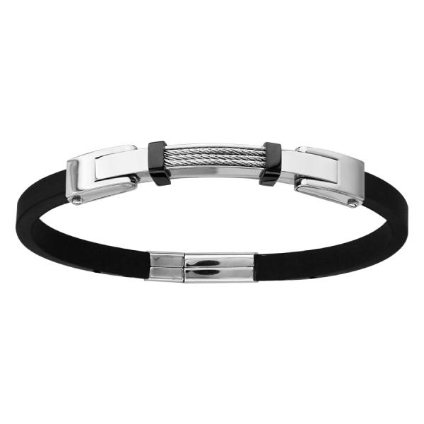 Bracelet Acier 316 L et Caoutchouc 3 Cables