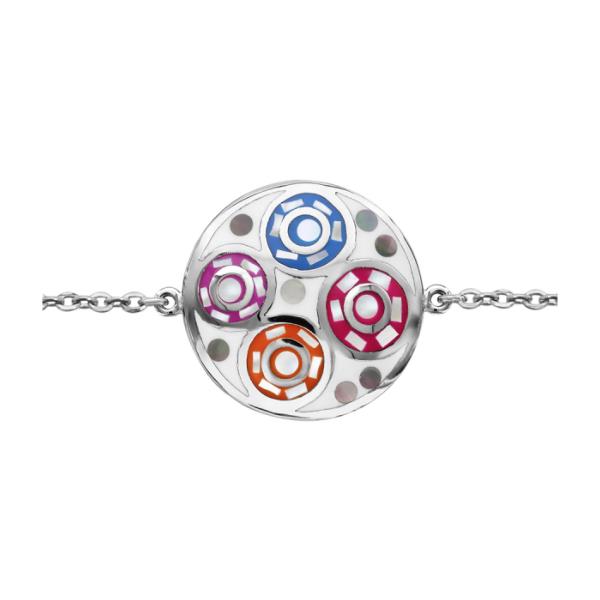 Bracelet Acier 316 L Rond Spirale Couleur avec Nacre