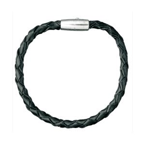 Bracelet Acier 316 L et Cuir Noir Tressé