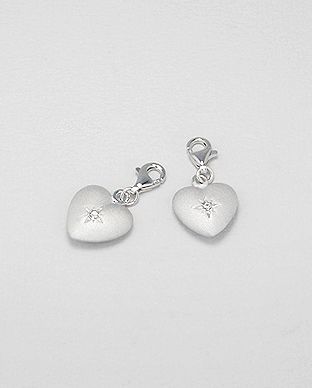 Charms Argent 925 et Zirconium Coeur