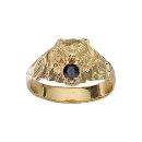 Bague Chevalière Plaqué Or Vermeil Lion Zirconium Noir Petit Modèle