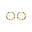 Boucles d'oreilles Plaqué Or Tige Cercle Martelé 8 mm