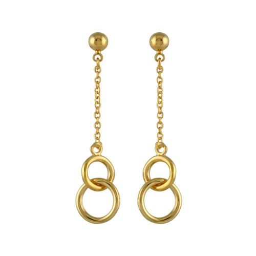 Boucles d'oreilles Plaqué Or Pendantes Double Anneaux