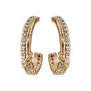Boucles d'Oreilles Plaqué Or Demi Créoles Barrette Zirconium Sertis avec Noeud
