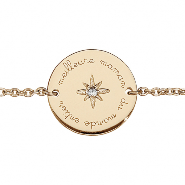 Bracelet Plaqué Or "Meilleure Maman du Monde Entier" avec Zirconium