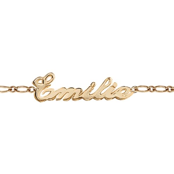 Bracelet Plaqué Or Maille 1+1 2 mm + Prénom Découpé Anglaise