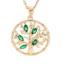 Collier Plaqué Or Arbre de Vie Zirconium Verts