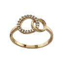 Bague Plaqué Or et Zirconium Double Cercles Entrelacés