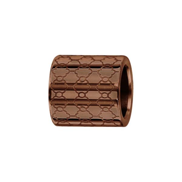 Charms Acier 316L Forme Tube Motif Alvéoles Marron