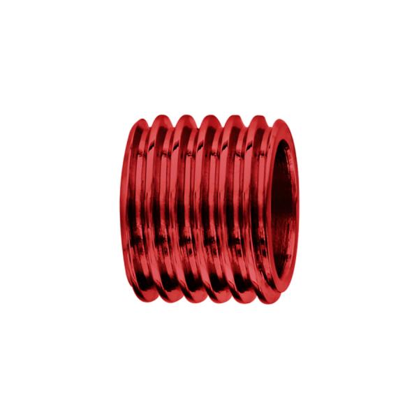 Charms Acier 316L Forme Tube Motif Rainure Rouge