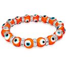 Bracelet Acier 316 L Stretch Boule de Verre Oeil avec Zirconium Orange