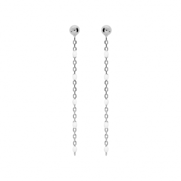 Boucles d'oreilles Tige Argent 925 Olives Résine Blanche