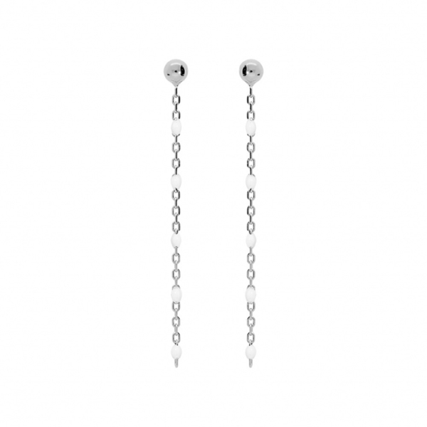 Boucles d'oreilles Tige Argent 925 Olives Résine Blanche