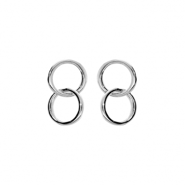 Boucles d'Oreilles Argent 925 Double Cercle Entremêlé 