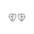 Boucles d'oreilles Argent 925 Coeur Zirconium Sertis Clos Blanc