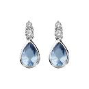 Boucles d'oreilles Argent 925 et Zirconium Forme Goutte Bleu