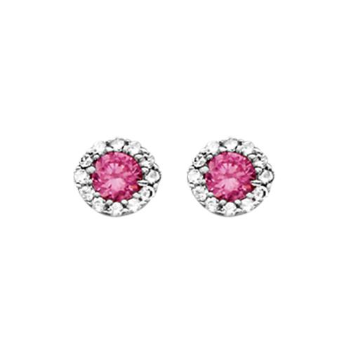 Boucles d'oreilles Argent 925 et Zirconium Central Rose
