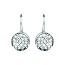 Boucles d'oreilles Argent 925 Dormeuse Zirconium Pastille Blanc