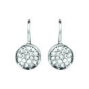 Boucles d'oreilles Argent 925 Dormeuse Zirconium Pastille Blanc