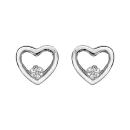 Boucles d'oreilles Argent 925 Coeur Ajoure Avec Zirconium