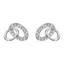 Boucles d'oreilles Argent 925 et Zirconium Sertis Double Ovales Entremêlés