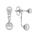 Boucles d'oreilles Argent 925 Double avec Perles d'imitation Blanches