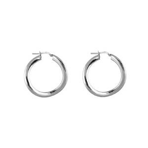 Boucles d'oreilles Argent 925 Créole Ondulée Fil Plat Diam. 30 mm