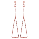 Boucles d'Oreilles Argent 925 Dorure Rose Pendantes Triangle Diamanté