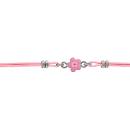 Bracelet Argent 925 Enfant Double Cordon Rose Motif Fleur Rose