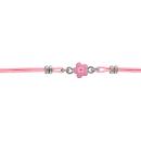 Bracelet Argent 925 Enfant Double Cordon Rose Motif Fleur Rose